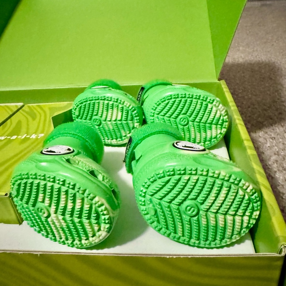 NEW NIB BARK Dog Crocs Limited Ed. Green Slime Swirl w/ Velcro Small S Small - Picture 13 of 16